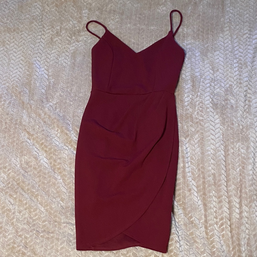 Lulu's Burgundy Mini Dress with Spaghetti Straps